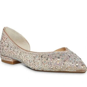 🆕 Betsey Johnson Remy Ballet Flat Rhinestones Slip on Pointed Toe Shoes Size 7